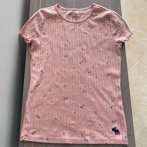 Girls Abercrombie kids floral ribbed shirt sz 9/10